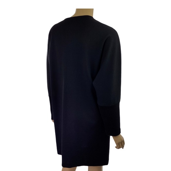 Liz Claiborne Black Shift Dress Sz PM Long Dolman Sleeves Crew Neck Acrylic/Wool - Picture 4 of 7